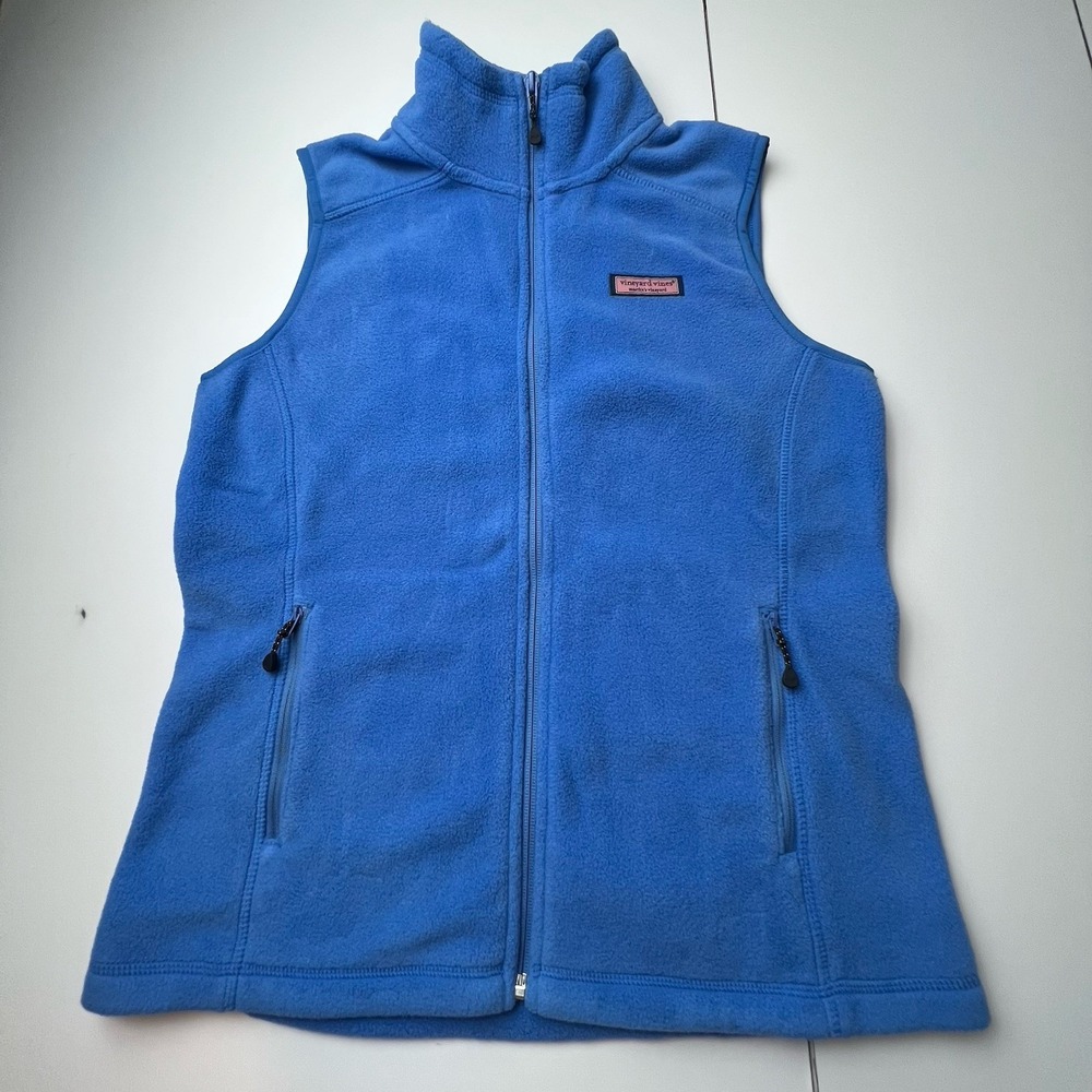 Vineyard Vines 20067 Women's Blue Fleece Vest Full Zip Activewear Size Small
